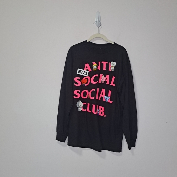 Anti Social Social Club x BT21 long sleeve tee Black Medium NTW - Picture 4 of 8